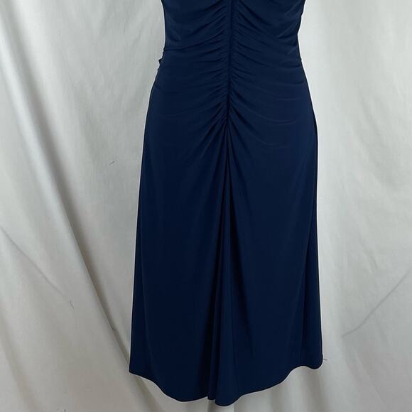 Eliza J Navy Beaded Ruched Feminine RoyalCore Party Event Dress NWOT Size 14 - Picture 8 of 15
